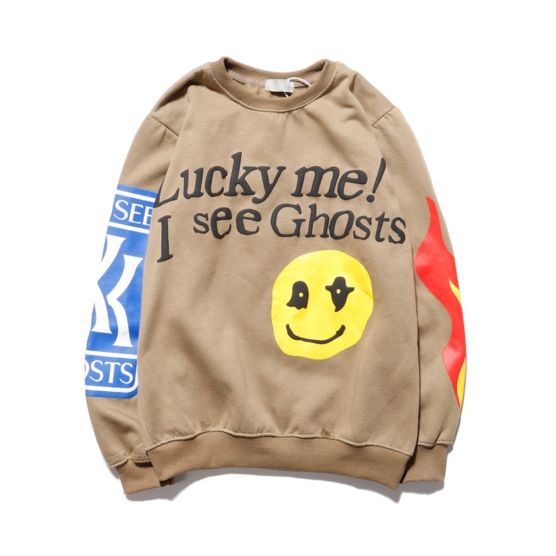 Kanye West Hoodies "Lucky me I see Ghosts" Logo Print Hoodie Men Women Autumn Winter Cotton