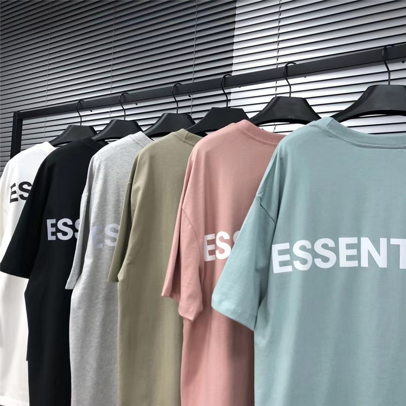 Kanye West Thick Fabric Reflective FOG Essentials T shirts Men Women
