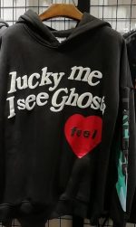 Kanye West Hoodies Lucky me i see ghosts Hoodie Red Heart Feel Logo Sweatshirts Kids see ghosts Pullover Men Women