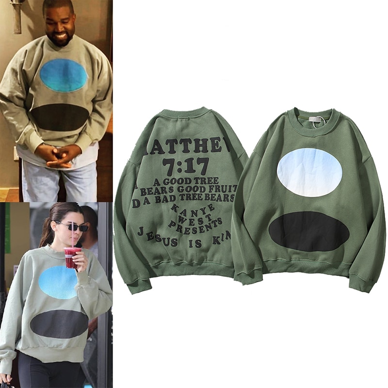 Kanye West JESUS IS KING Fleece Sweatshirt Kendell O Neck Loose Casual Streetwear Couple Hoodies