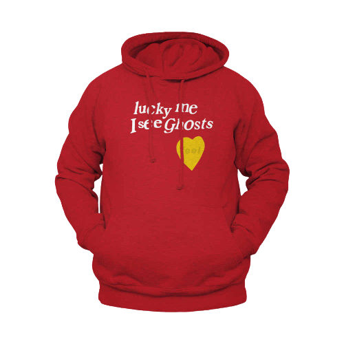Lucky Me I See Ghosts Red Hoodie